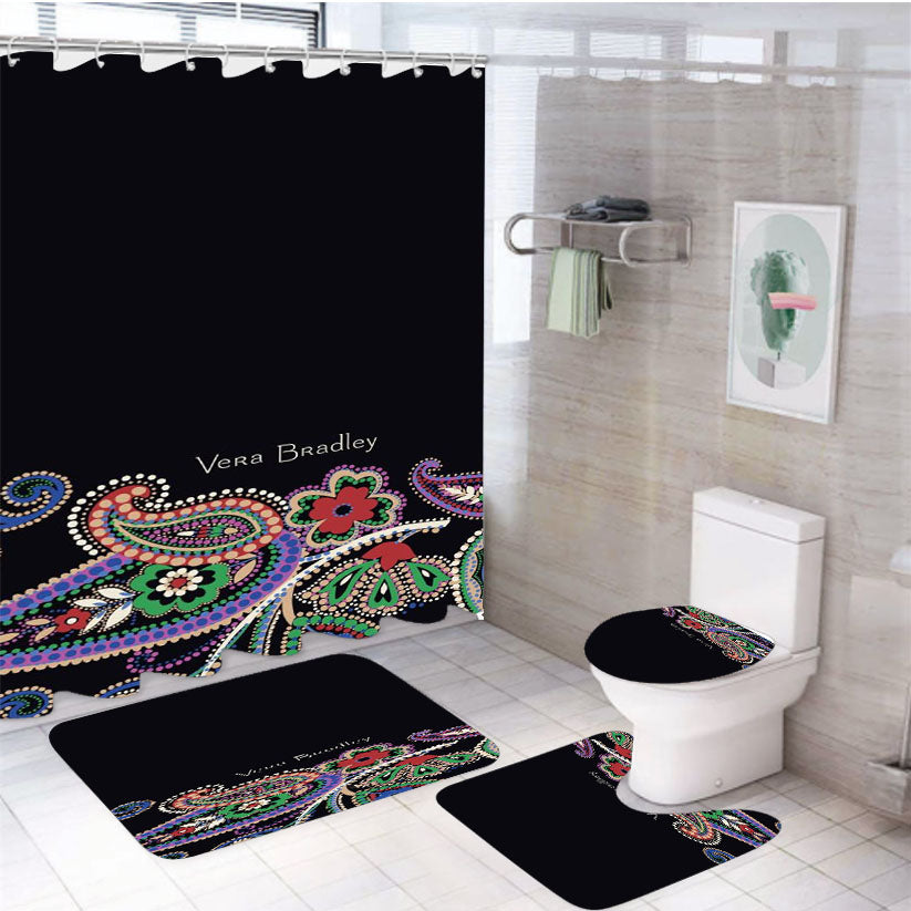 Vera Bradley Petal Paisley Design 4Pcs Bathroom Set Shower Curtain