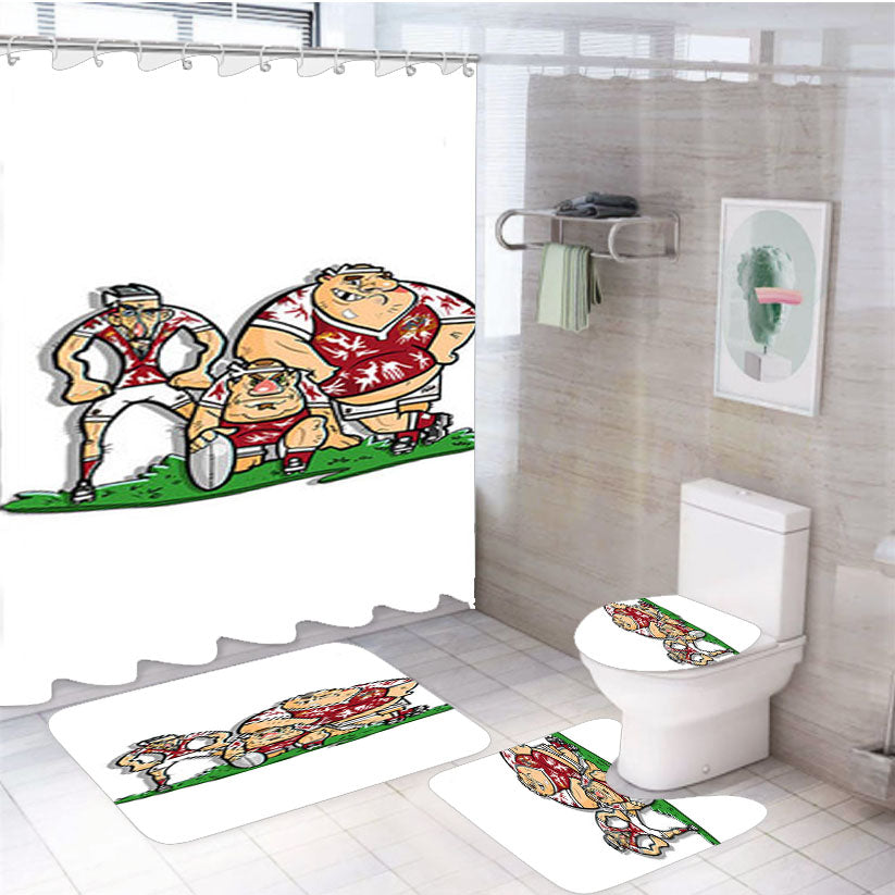 Veteranos Club Bigomia 4Pcs Bathroom Set Shower Curtain
