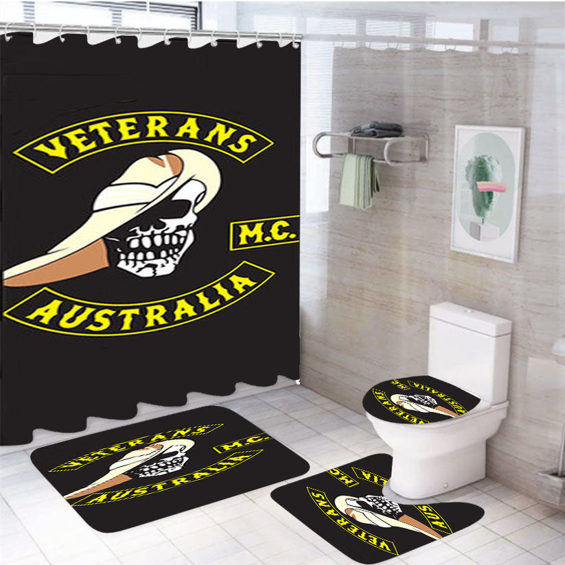 Veterans M C Australia 4Pcs Bathroom Set Shower Curtain