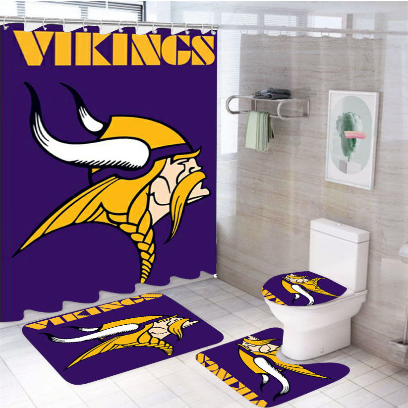 Vikings 4Pcs Bathroom Set Shower Curtain