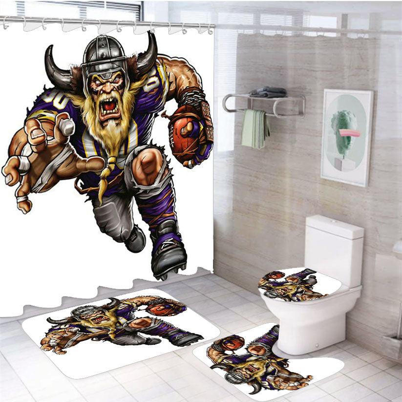 Vikings Football 4Pcs Bathroom Set Shower Curtain
