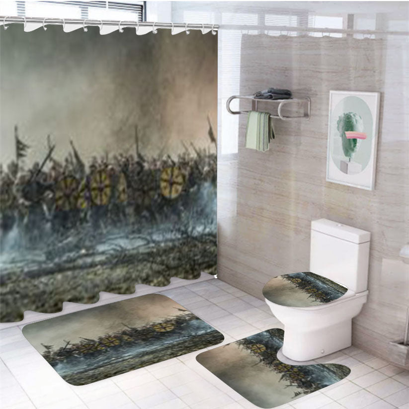 Vikings War Epic 4Pcs Bathroom Set Shower Curtain