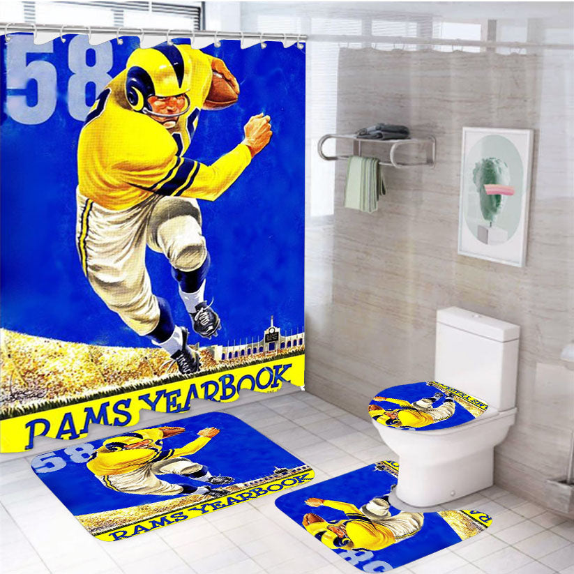 Vintage Los Angeles Rams 4Pcs Bathroom Set Shower Curtain