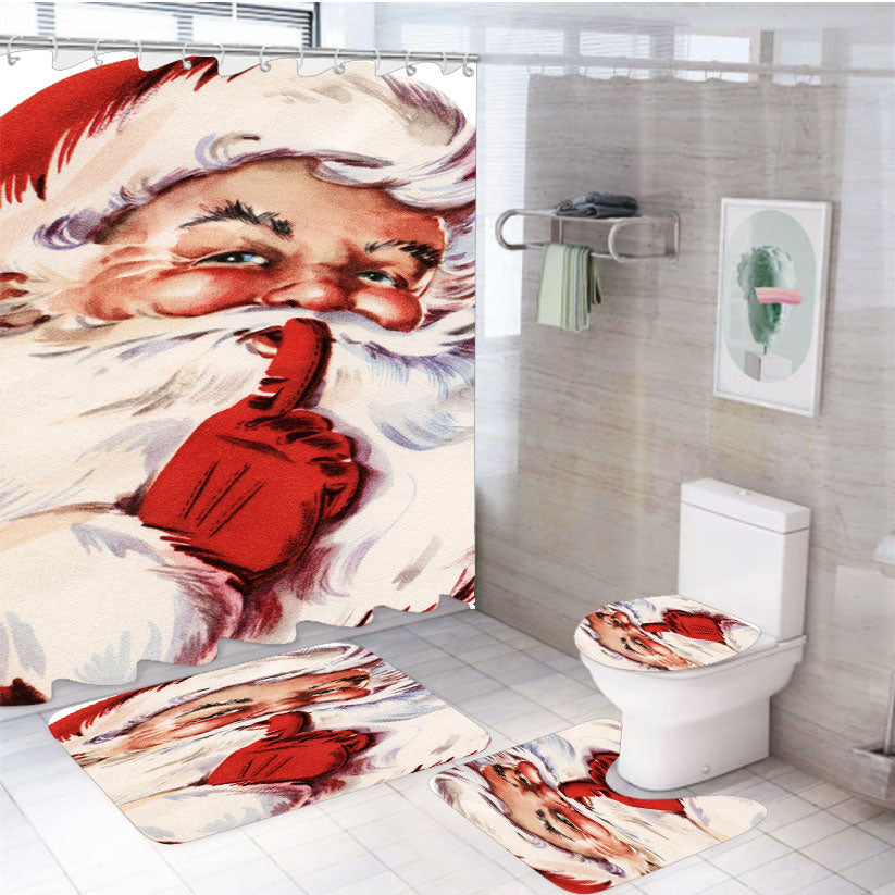 Vintage Santa Claus 4Pcs Bathroom Set Shower Curtain