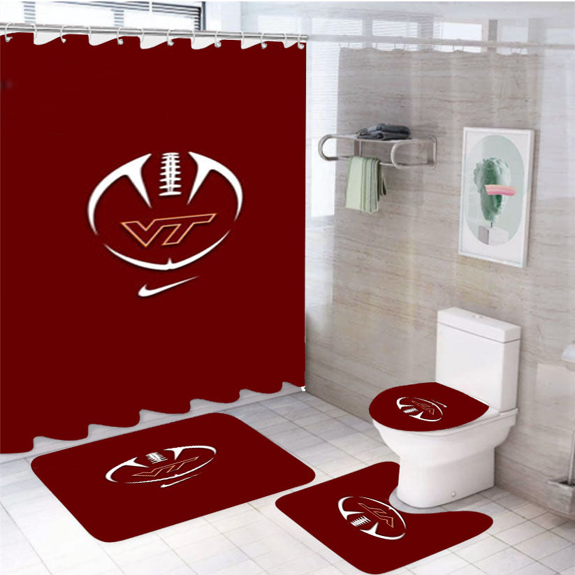 Virginia Tech Hokies 4Pcs Bathroom Set Shower Curtain