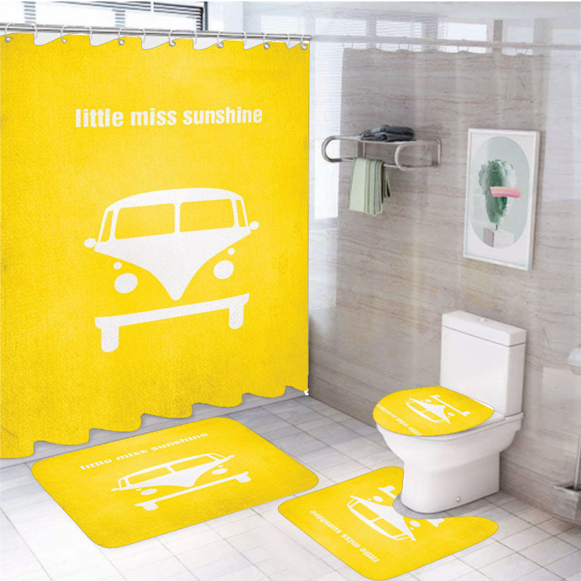 Volkswagen Yellow 4Pcs Bathroom Set Shower Curtain