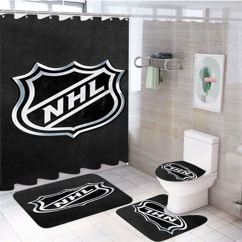 Wall Nhl Logo 4Pcs Bathroom Set Shower Curtain