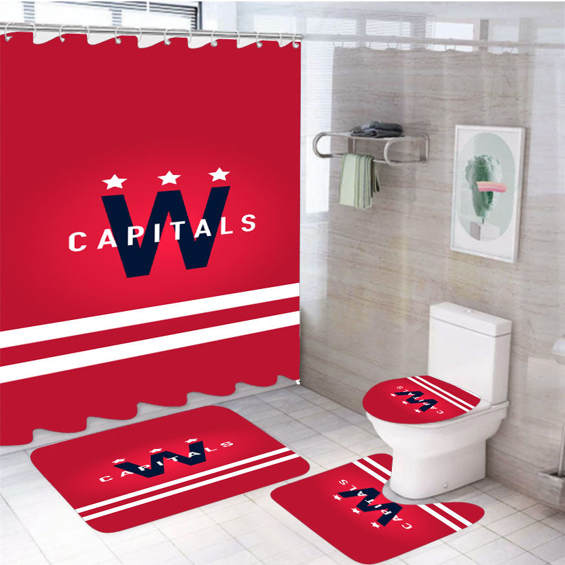 Washington Capitals 2 4Pcs Bathroom Set Shower Curtain