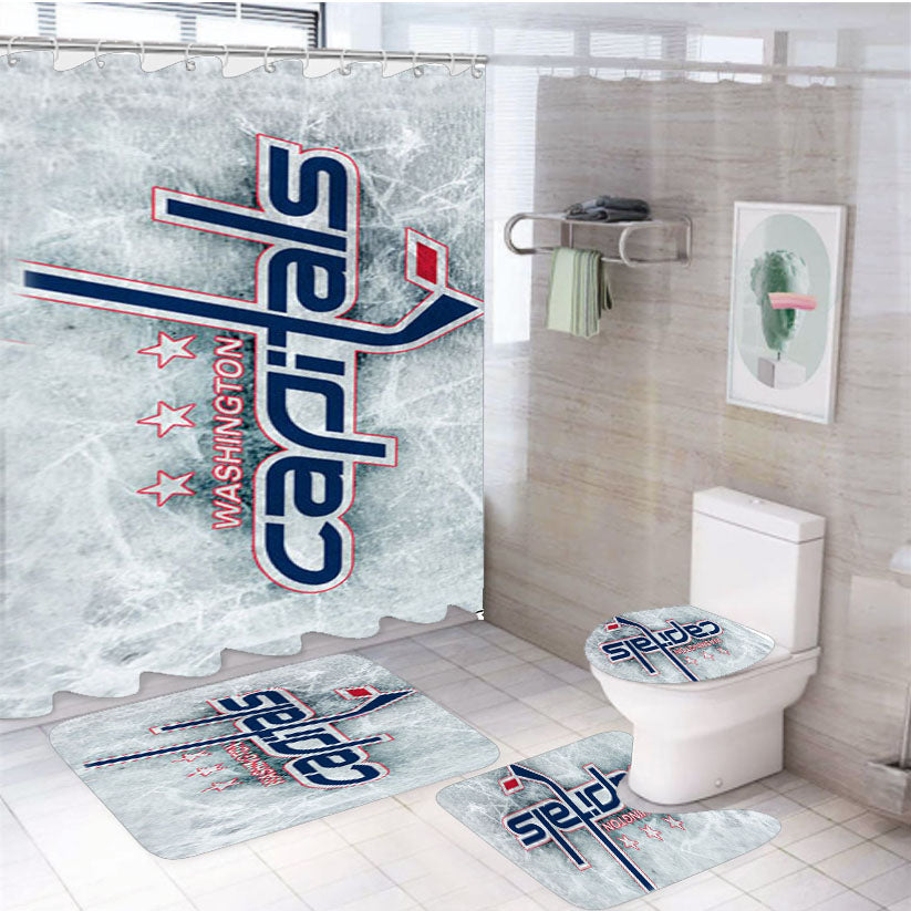 Washington Capitals Ice Logo 4Pcs Bathroom Set Shower Curtain