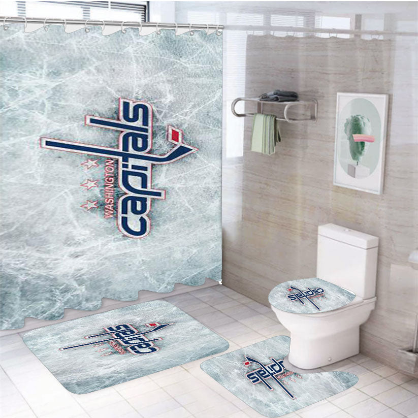 Washington Capitals On Ice 4Pcs Bathroom Set Shower Curtain