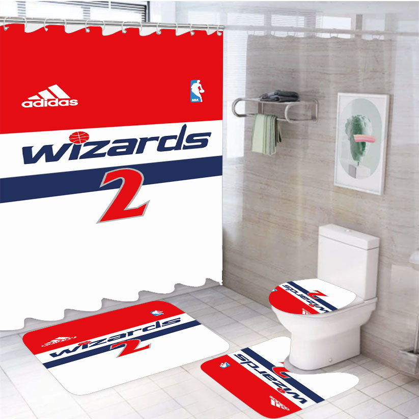 Washington Wizard Jersey Uniform Basketball Wallpaper 4Pcs Bathroom Set Shower Curtain