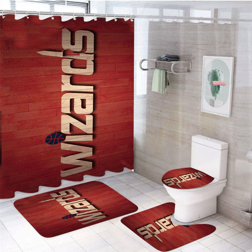 Washington Wizards Text 4Pcs Bathroom Set Shower Curtain