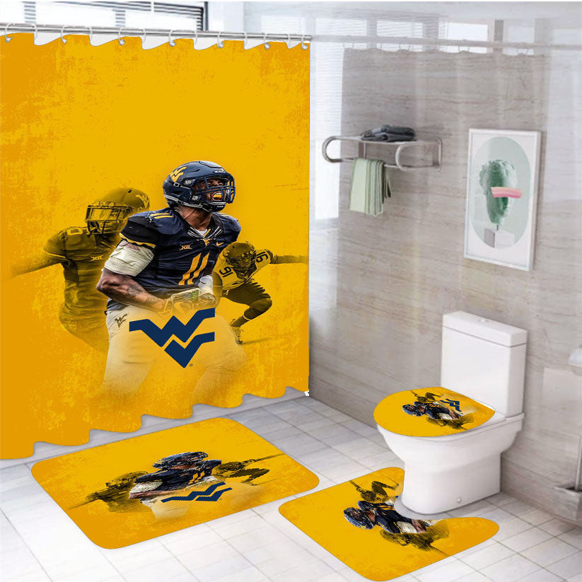 West Virginia Football Team 4Pcs Bathroom Set Shower Curtain