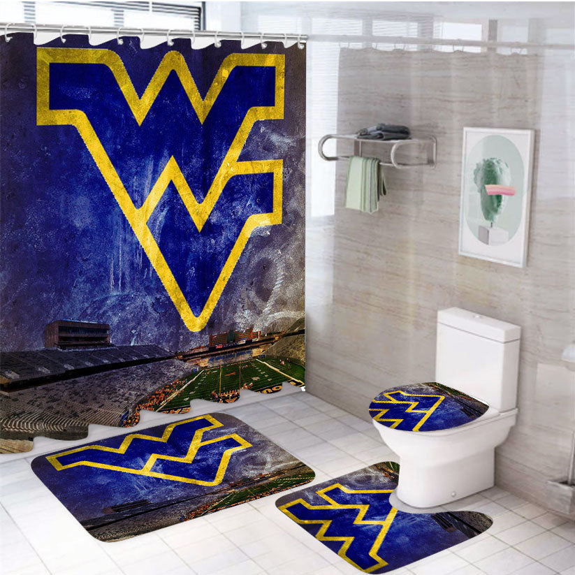 West Virginia Mountaineers Logo 4Pcs Bathroom Set Shower Curtain