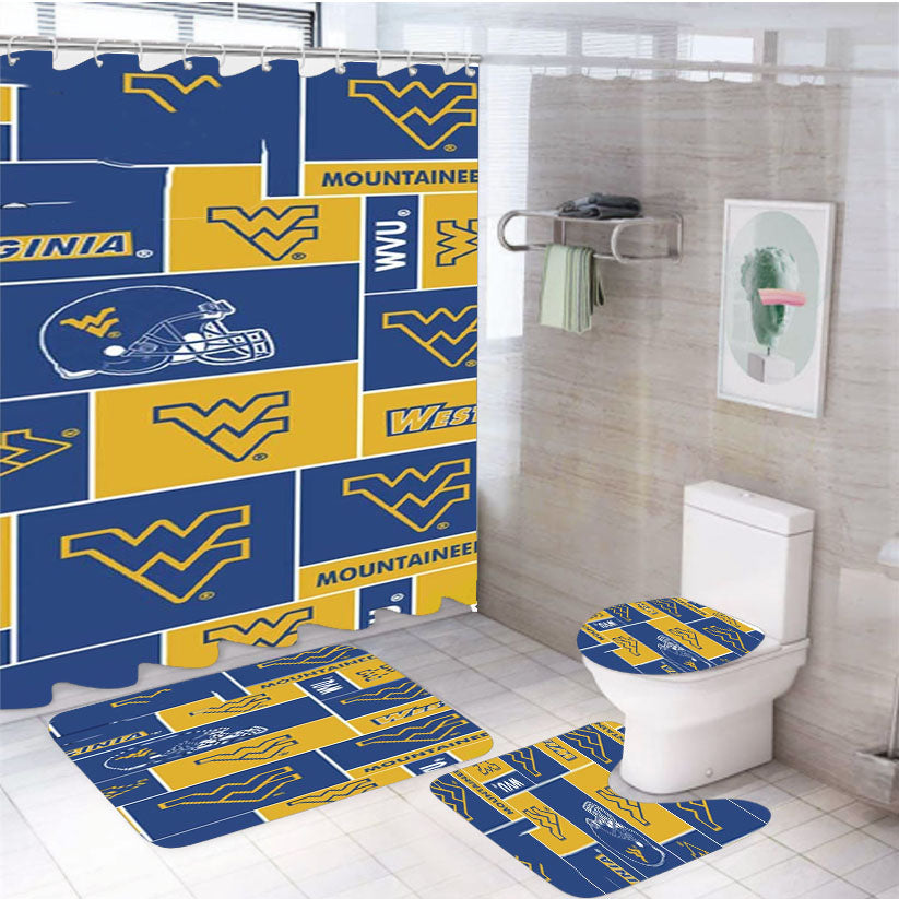 West Virginia Wvu Mountaineers 4Pcs Bathroom Set Shower Curtain