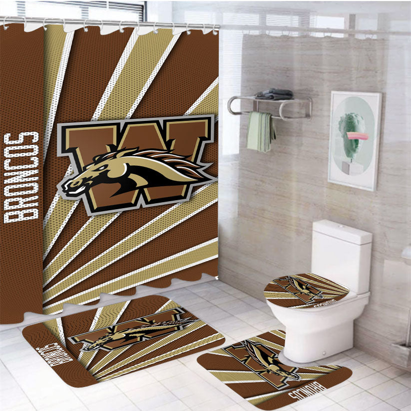 Western Michigan Broncos Stripe Wallpaper 4Pcs Bathroom Set Shower Curtain