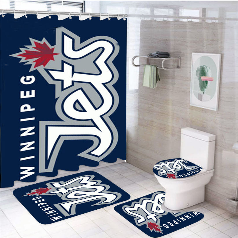 Winnipeg Jets Text 4Pcs Bathroom Set Shower Curtain