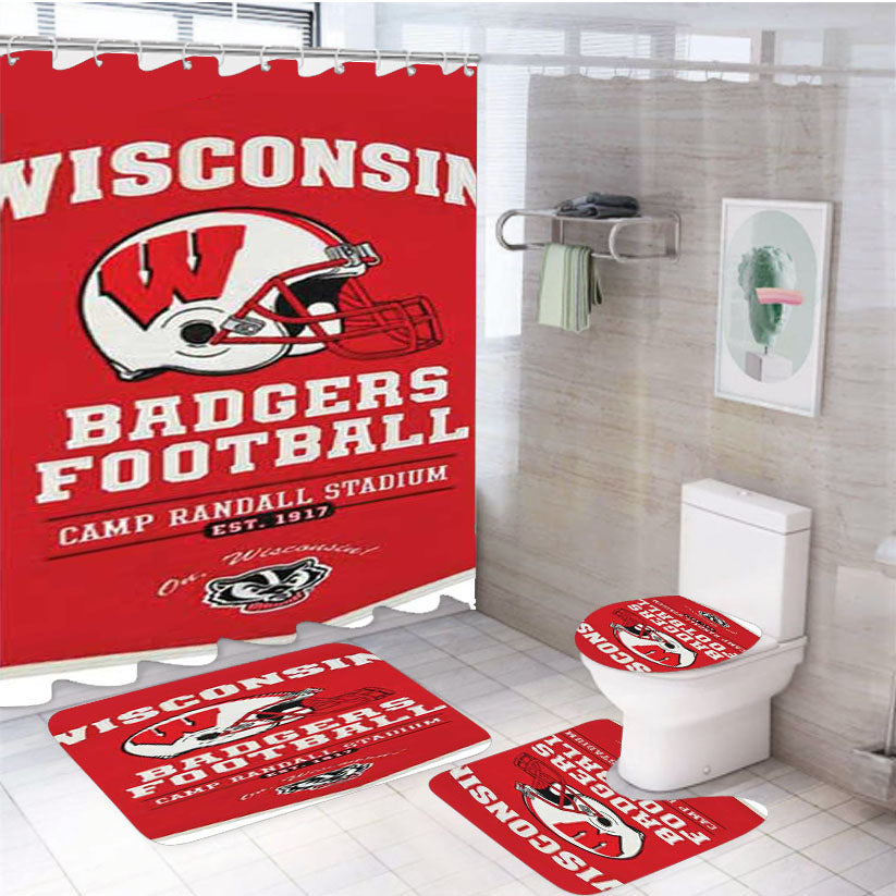 Wisconsin Badgers Champ Banner 4Pcs Bathroom Set Shower Curtain