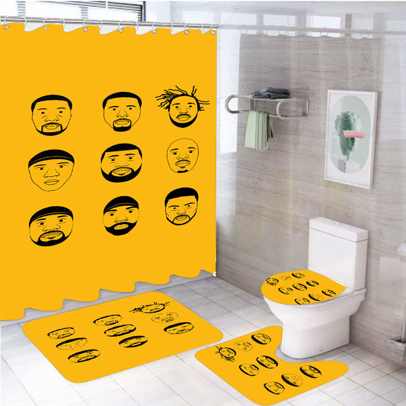 Wu Tang Clan Personel Face Art 4Pcs Bathroom Set Shower Curtain