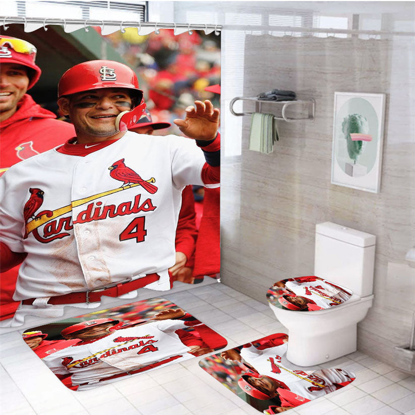 Yadier Molina Cardinal 4Pcs Bathroom Set Shower Curtain