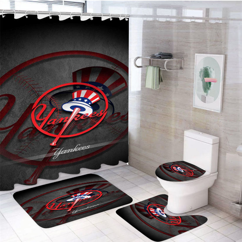 Yankees 4Pcs Bathroom Set Shower Curtain