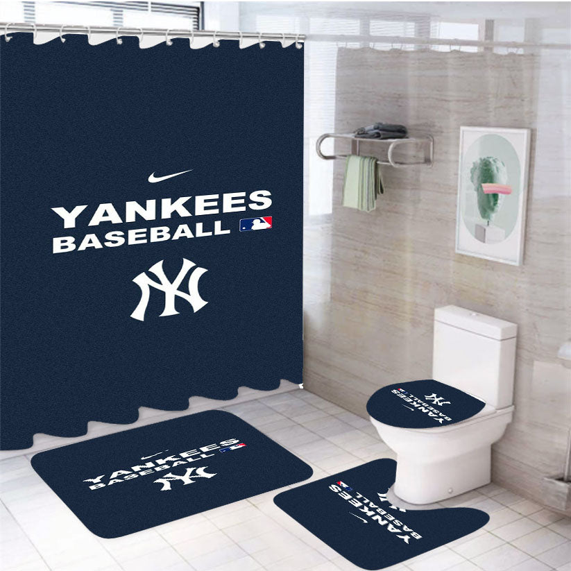 Yankees New York Baseball Mlb 4Pcs Bathroom Set Shower Curtain
