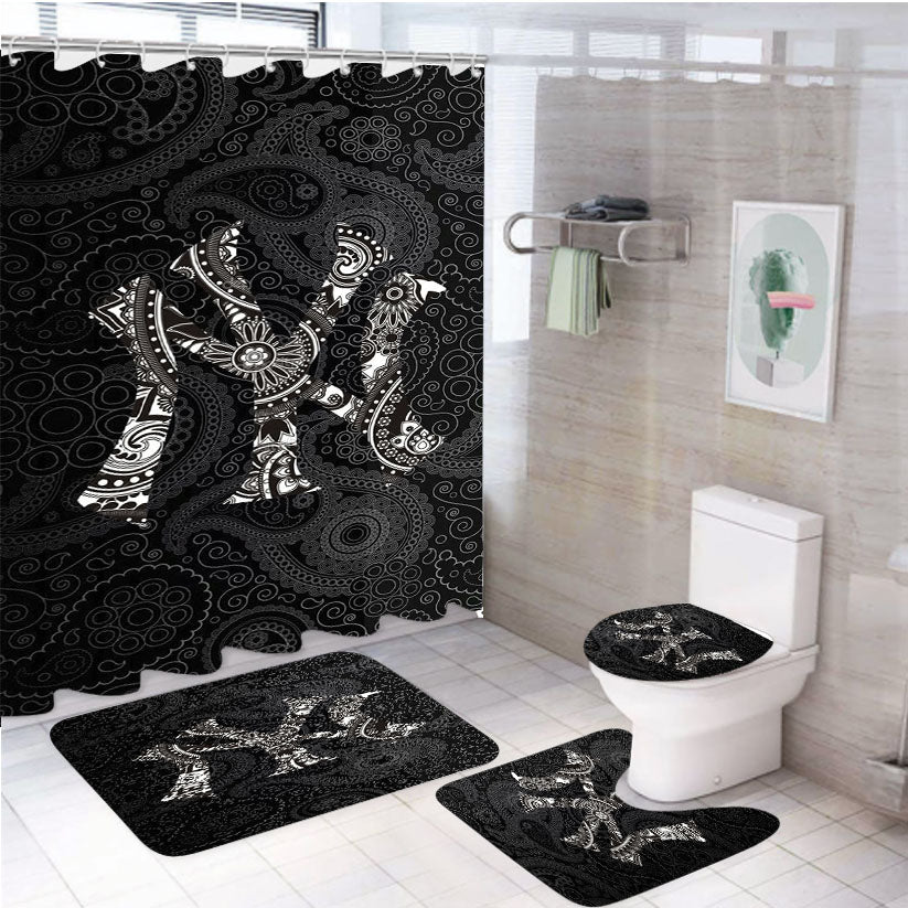 Yankees Newyork Bandana Pattern Protector 4Pcs Bathroom Set Shower Curtain