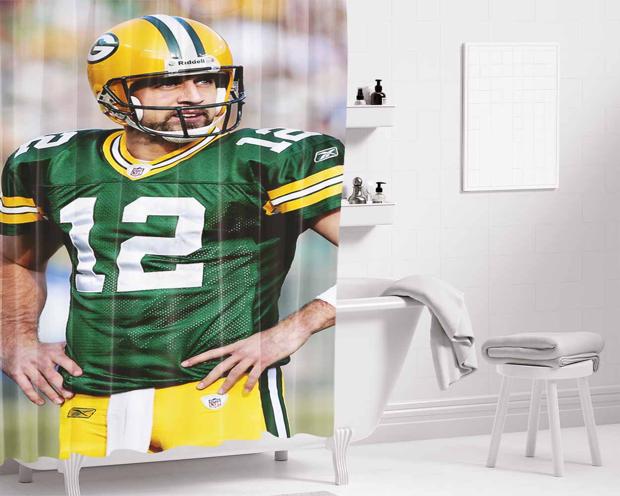 Aaron Rodgers Bathroom Shower Curtain Fabric Waterproof | 66 X 72 Inch