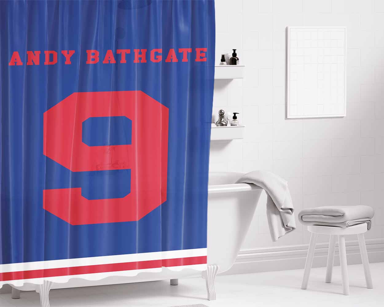 Andy Bathgate New York Rangers Bathroom Shower Curtain Fabric Waterproof | 66 X 72 Inch