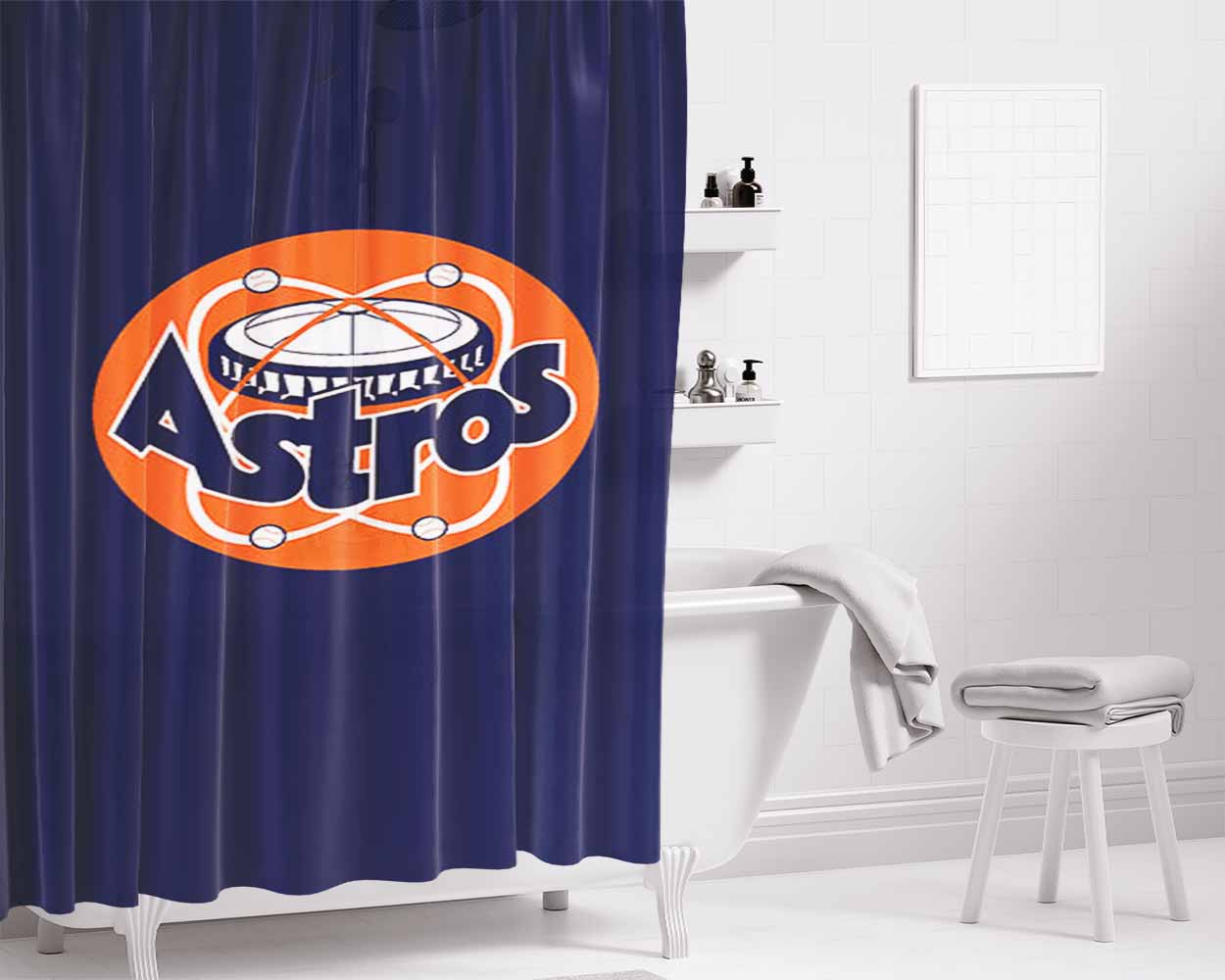 Astros Logo Bathroom Shower Curtain Fabric Waterproof | 66 X 72 Inch