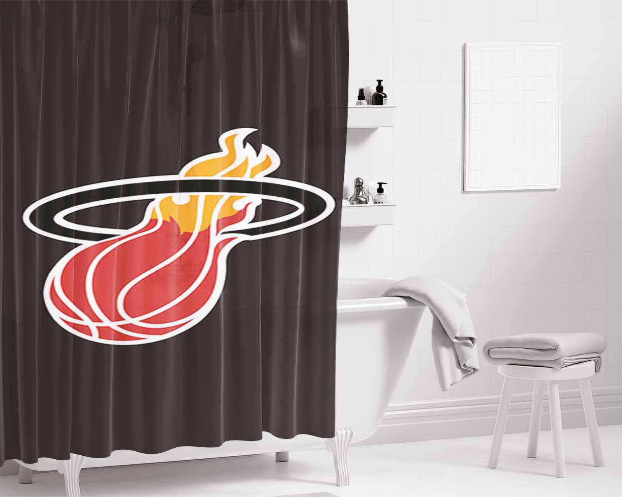 Ball Basket Bathroom Shower Curtain Fabric Waterproof | 66 X 72 Inch