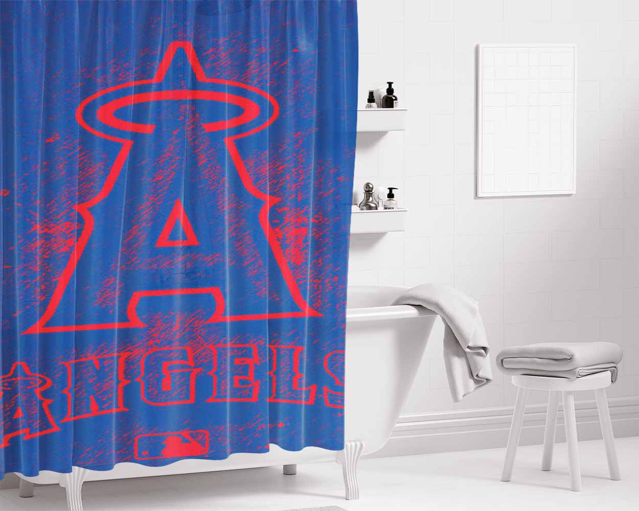 Baseball Angels Bathroom Shower Curtain Fabric Waterproof | 66 X 72 Inch