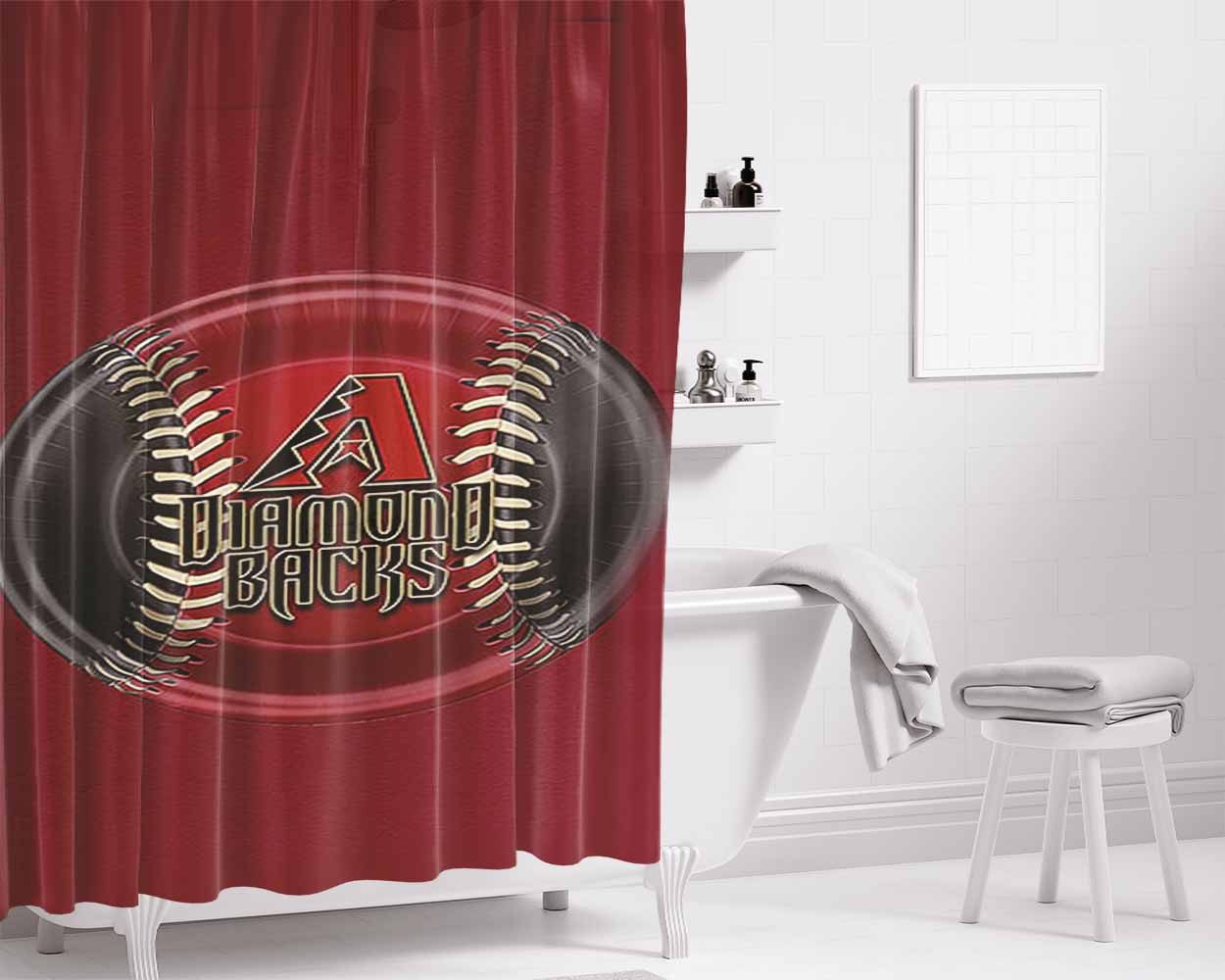 Baseball Diamondback Bathroom Shower Curtain Fabric Waterproof | 66 X 72 Inch