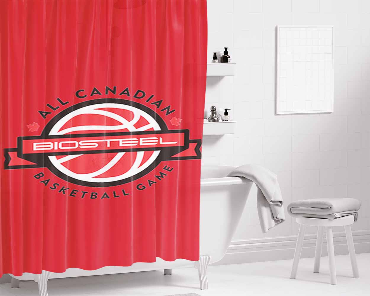 Biosteel Red Bathroom Shower Curtain Fabric Waterproof | 66 X 72 Inch