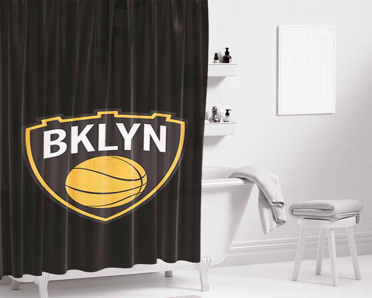 Bklyn Bathroom Shower Curtain Fabric Waterproof | 66 X 72 Inch