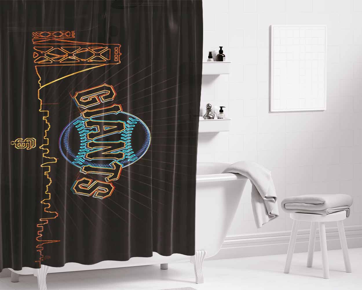 Black Giants Bathroom Shower Curtain Fabric Waterproof | 66 X 72 Inch