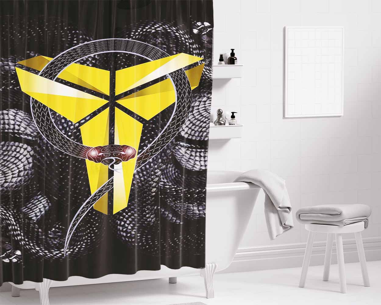 Black Mamba Kobe Bryan Bathroom Shower Curtain Fabric Waterproof | 66 X 72 Inch