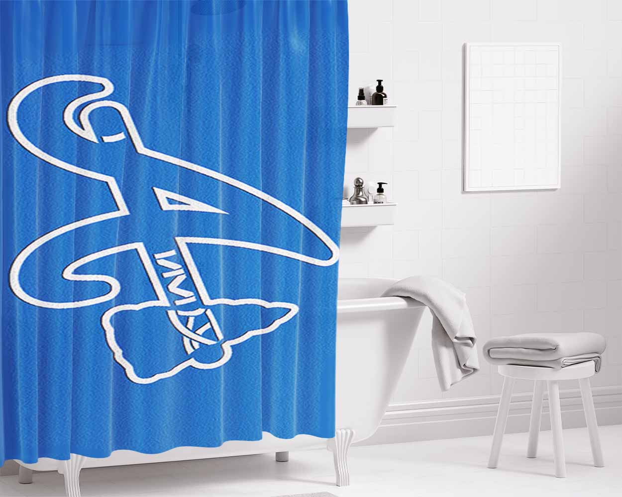 Blue Braves Atlantis Bathroom Shower Curtain Fabric Waterproof | 66 X 72 Inch