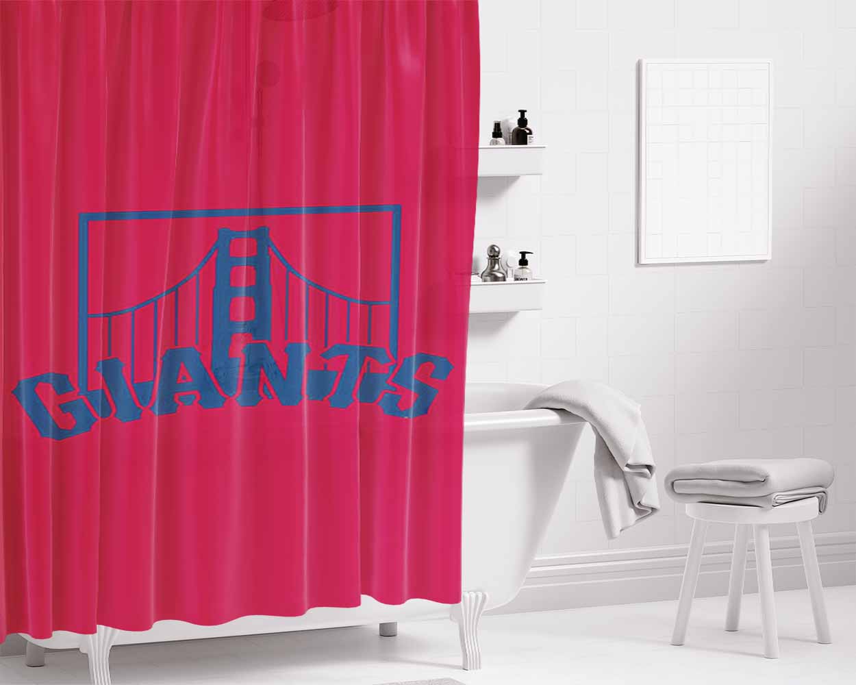 Blue Giants Bathroom Shower Curtain Fabric Waterproof | 66 X 72 Inch