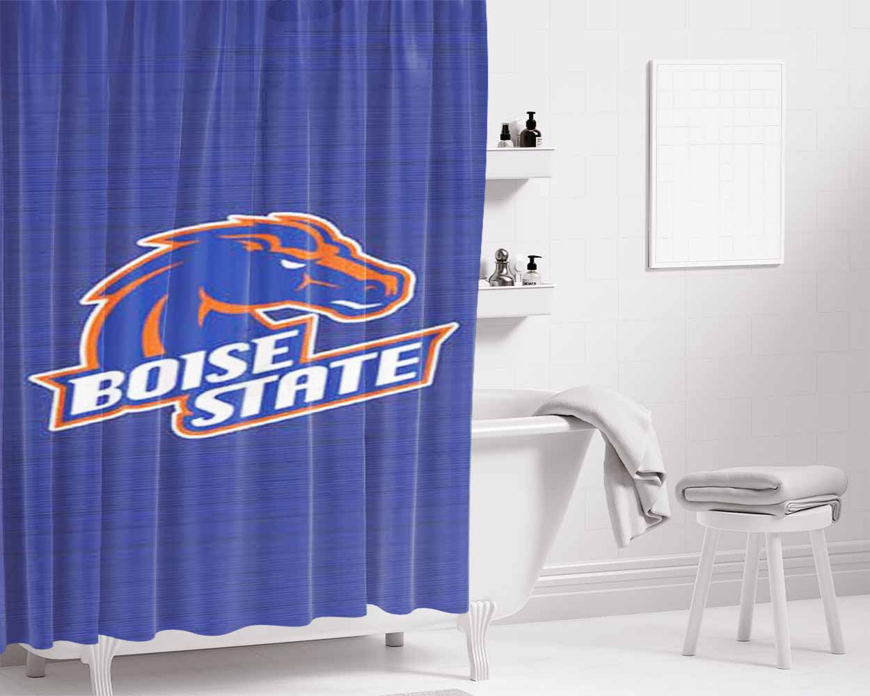Boise State Mosaic Bathroom Shower Curtain Fabric Waterproof | 66 X 72 Inch