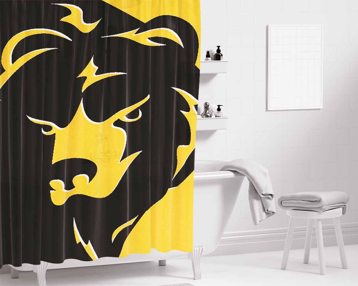 Boston Bruins Bear Logo Nhl Bathroom Shower Curtain Fabric Waterproof | 66 X 72 Inch