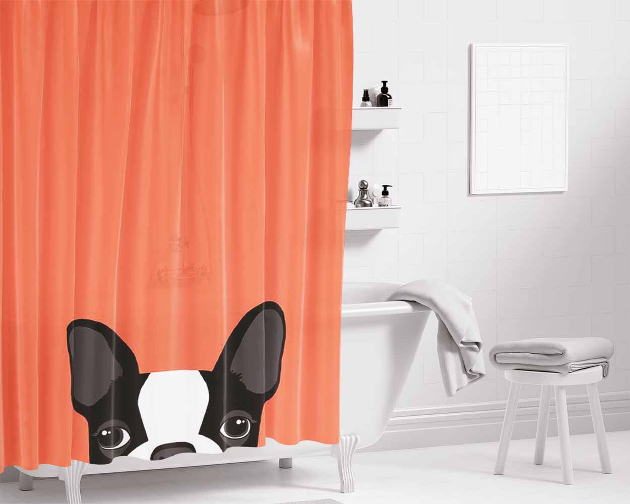 Boston Peek Bathroom Shower Curtain Fabric Waterproof | 66 X 72 Inch