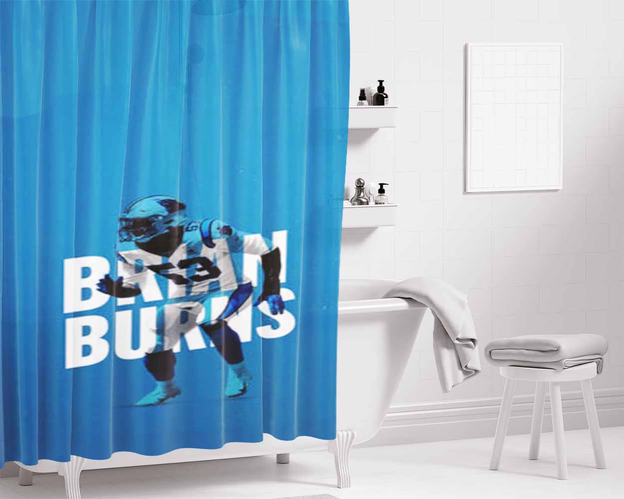 Brian Burns Carolina Panthers Bathroom Shower Curtain Fabric Waterproof | 66 X 72 Inch