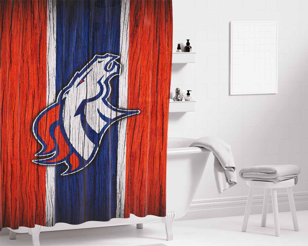 Broncos Denver Logo Bathroom Shower Curtain Fabric Waterproof | 66 X 72 Inch