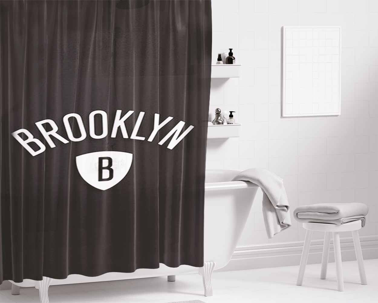 Brookly White Cover Bathroom Shower Curtain Fabric Waterproof | 66 X 72 Inch