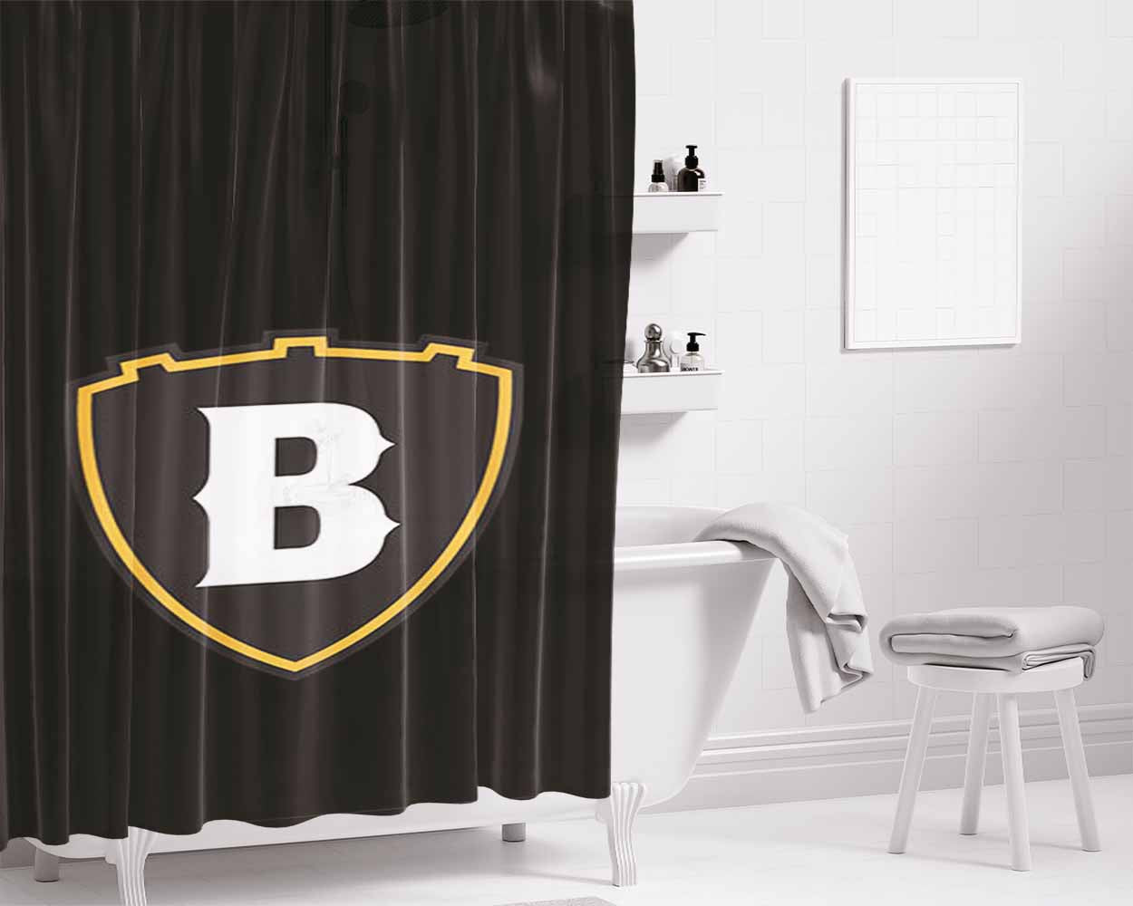 Brooklyn Nets Logos Bathroom Shower Curtain Fabric Waterproof | 66 X 72 Inch