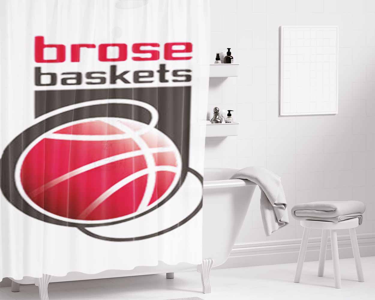 Brose Baskets Bathroom Shower Curtain Fabric Waterproof | 66 X 72 Inch