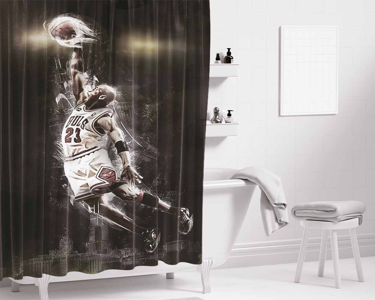 Buls 23 Basket Ball Bathroom Shower Curtain Fabric Waterproof | 66 X 72 Inch