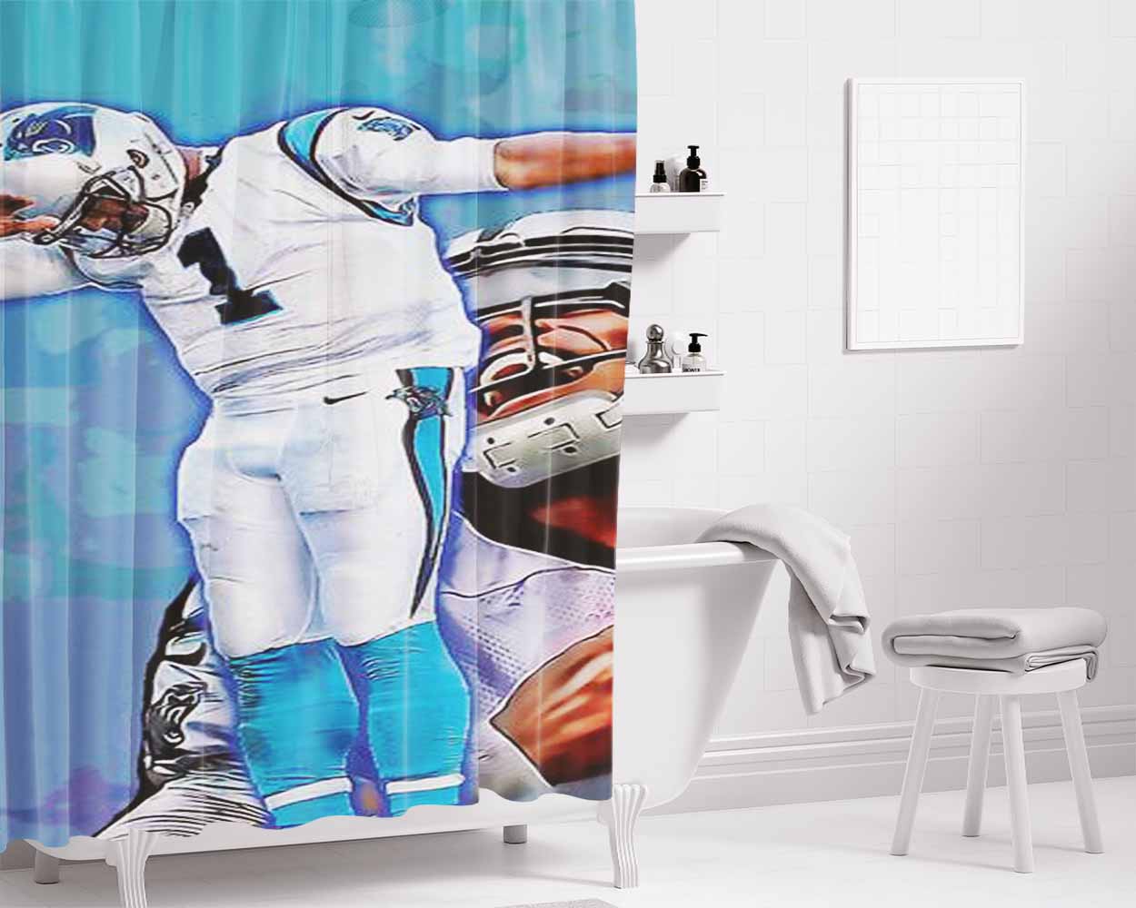 Cam Newton Dab 2 19 Bathroom Shower Curtain Fabric Waterproof | 66 X 72 Inch