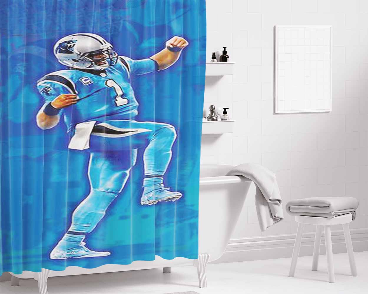 Cam Newton Dab Art 2 Bathroom Shower Curtain Fabric Waterproof | 66 X 72 Inch
